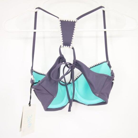 NWT Shade & Shore Bikini Top Purple Gray Racerback Swimsuit Underwire Size 36B - Picture 5 of 5